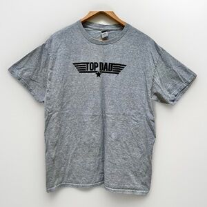 Top Dad Graphic‎ T-Shirt Gildan Heavy Cotton Gray Size L Father's Day